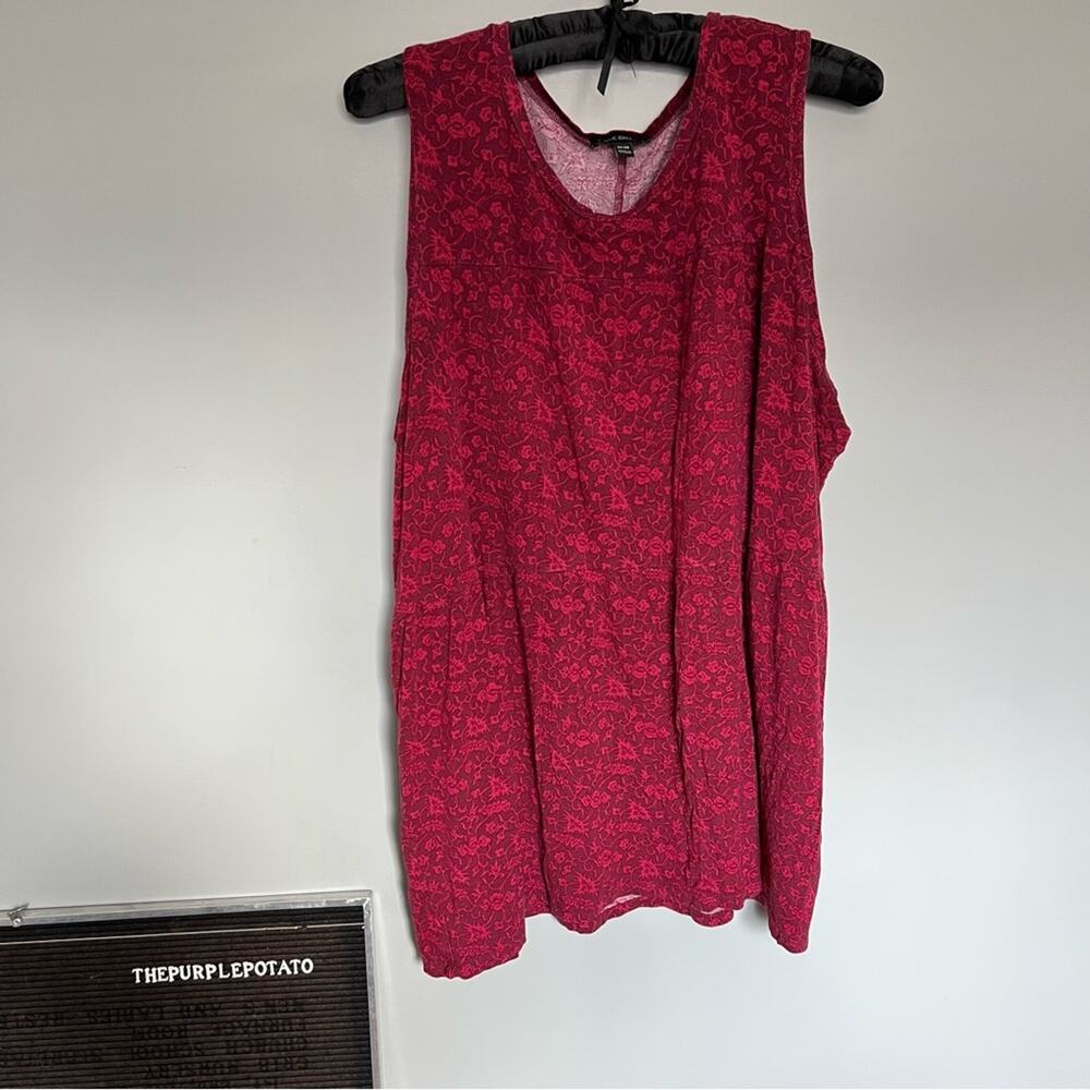 Lane Bryant Burgundy & Red Floral Peplum Tank Top Size 22/24